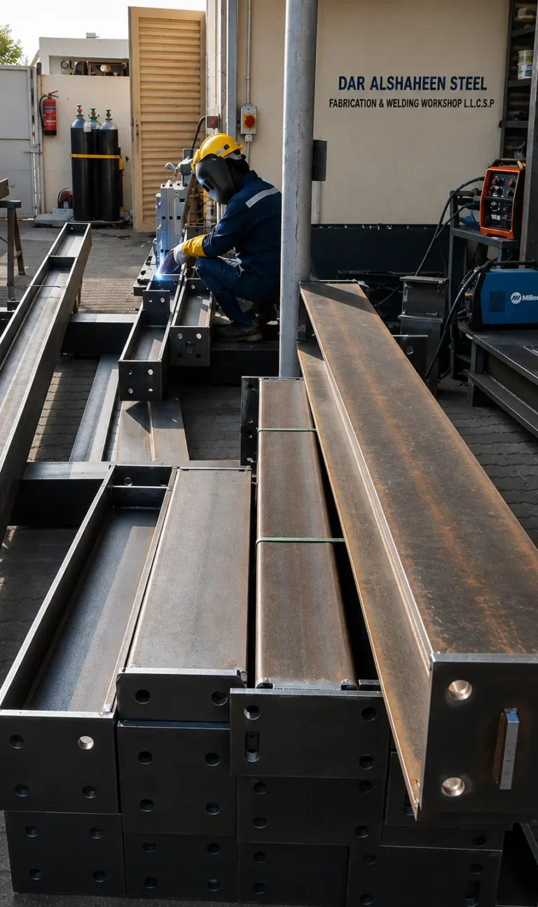Ai Generated image of Dar Alshaheen Steel Fabrication Factory inside